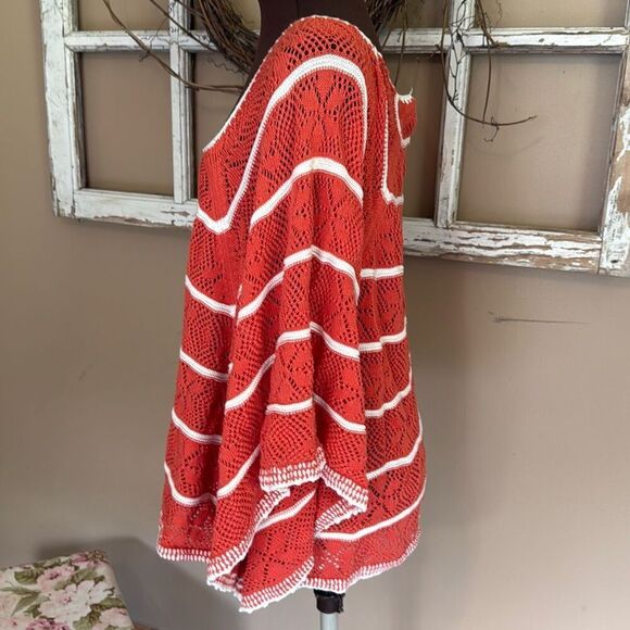 Free people la bonito poncho oversized loose knit crochet sweater size large ora - Picture 3 of 7